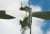 Maintenance work on the blades of a wind turbine